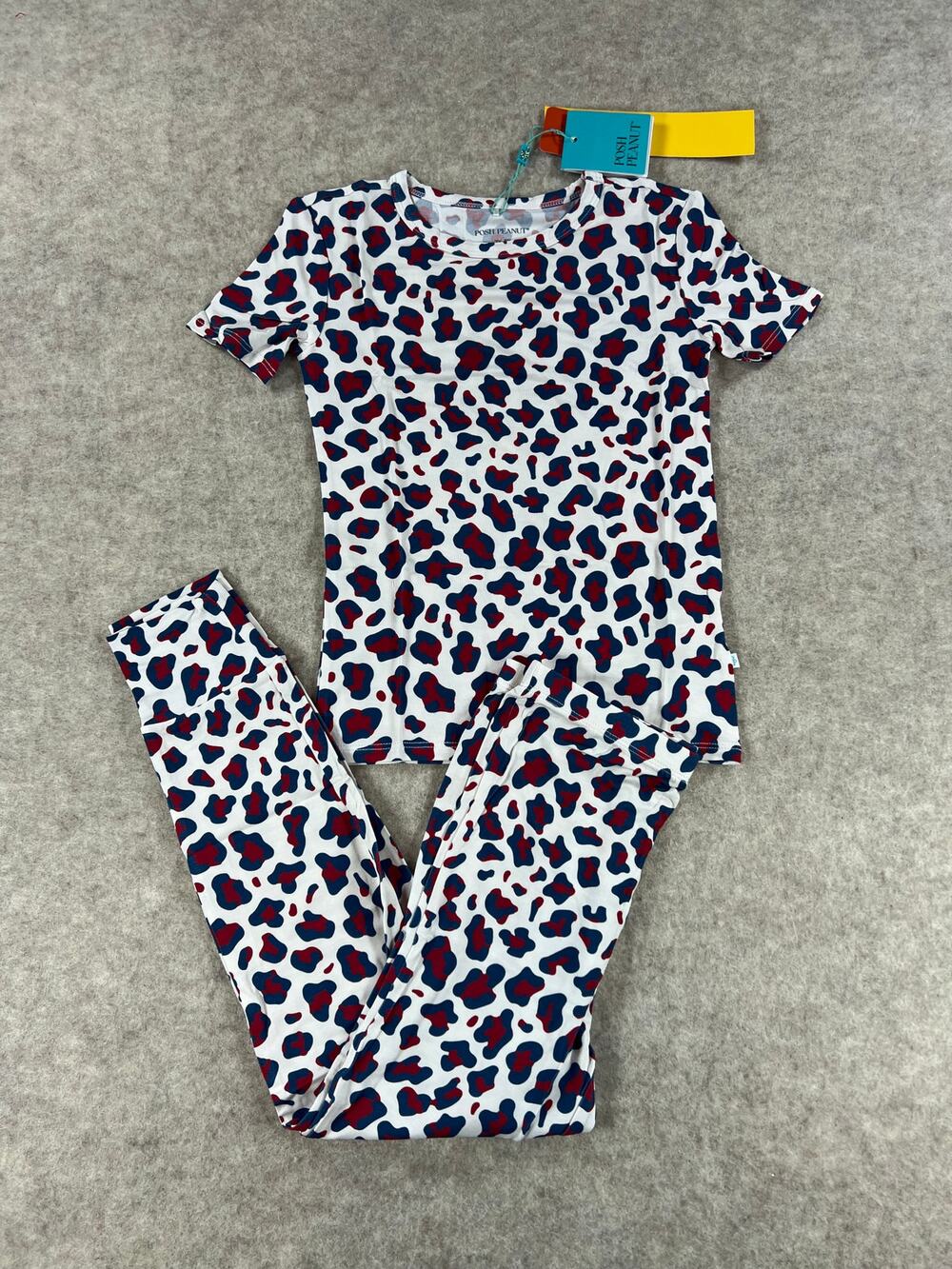 Posh Peanut Liberty Grace Leopard Bamboo Pajama Set Girls Size 7/8 NEW